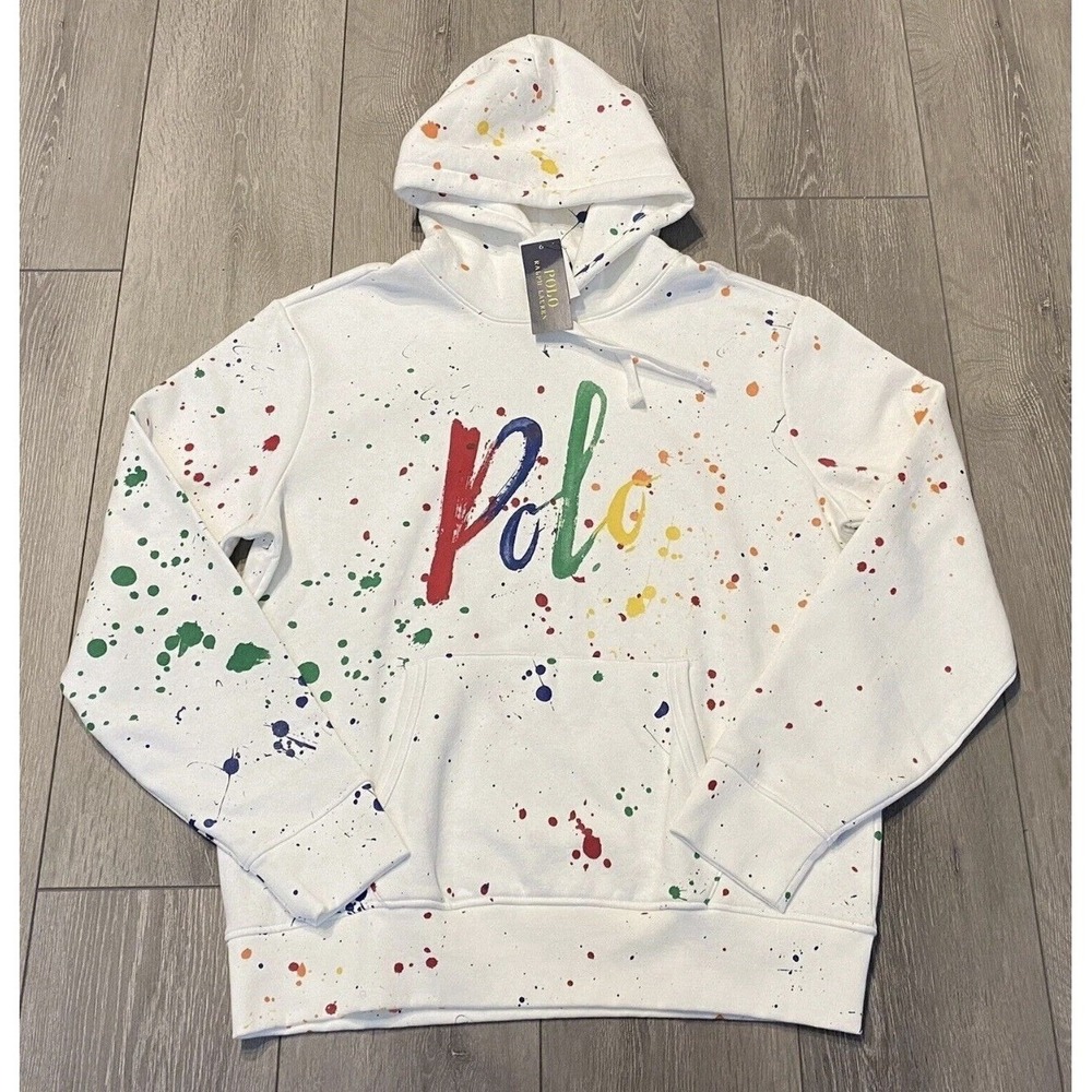 NEW Men's 2XB Polo‎ Ralph Lauren Big & Tall Paint Splatter Hoodie Sweatshirt